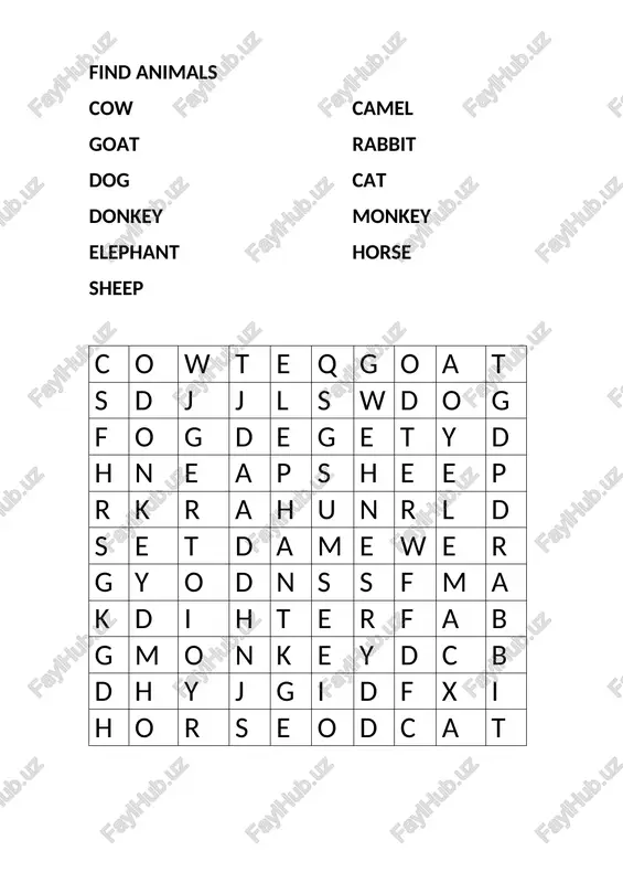 find animals — DOCX