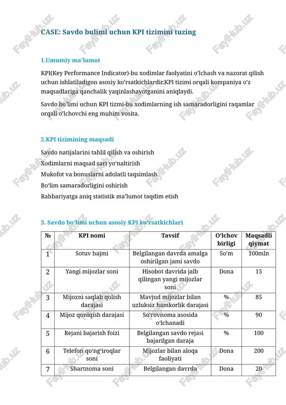 kpi tizimi — DOCX