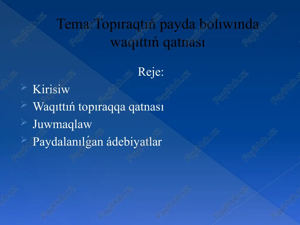 waqıttıń payda bolıwında waqıttıń qatnası — PPTX
