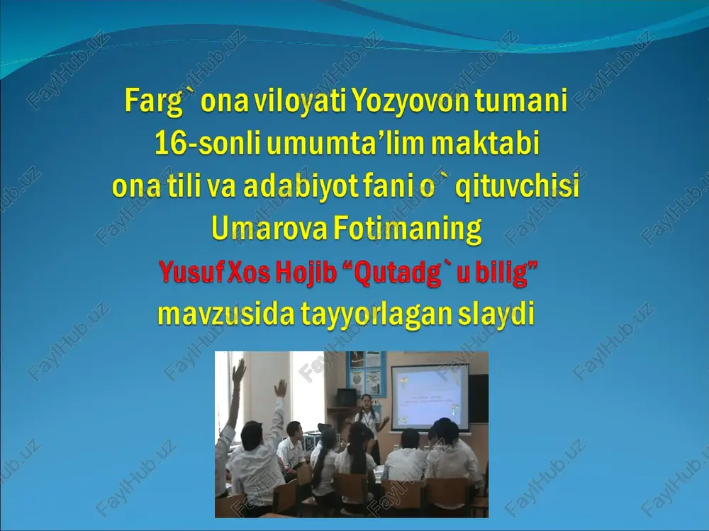 yusuf xos hojib “qutadg* u bilig” — PPT