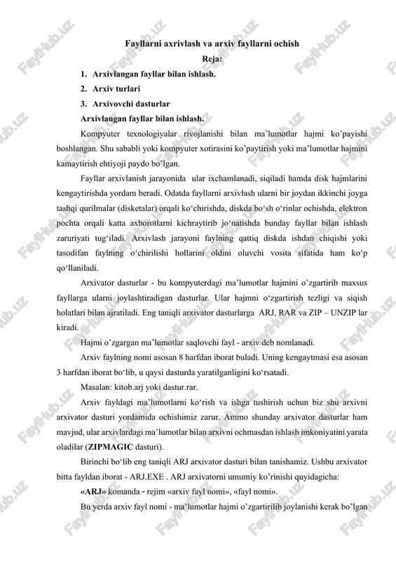 arxivlangan fayllarni ishlash — DOCX