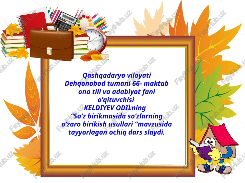 "so’z birikmasida so’zlarning o’zaro birikish usullari" — PPT