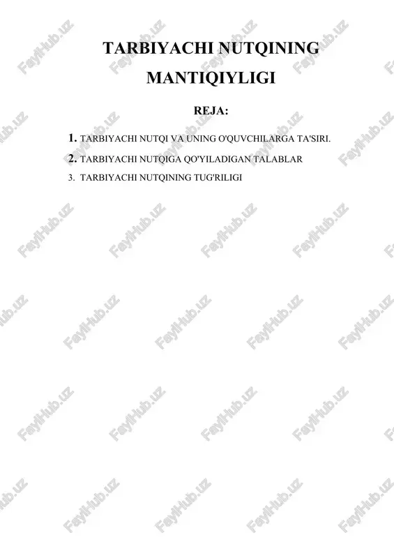 tarbiyachi nutqining mantiqiyligi — DOCX