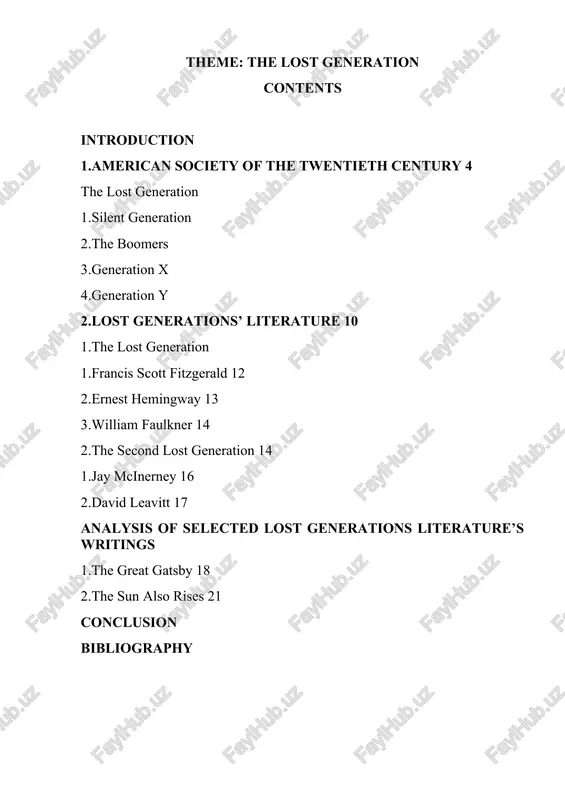 lost generations in american literature — DOCX