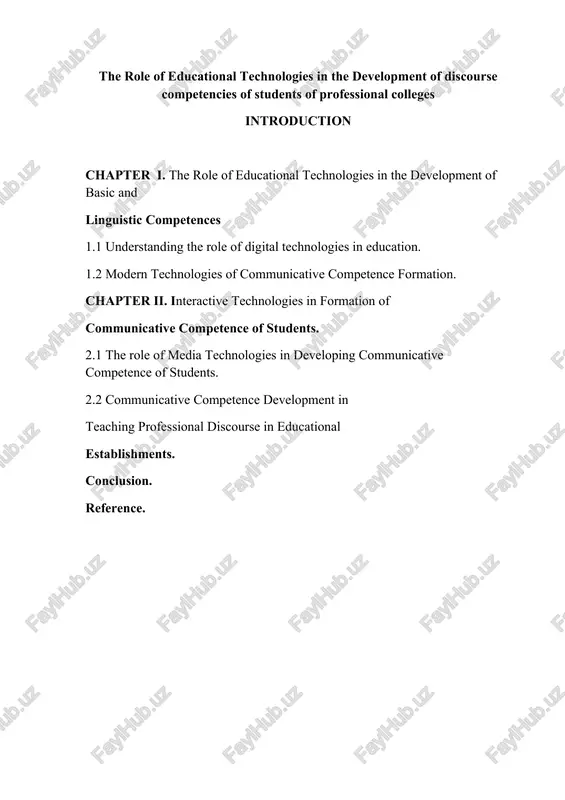 the role of educational technologies in the development of discourse competencies of students of professional colleges — DOCX