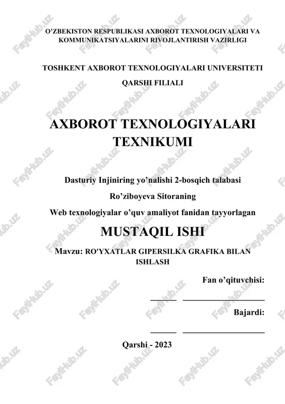 ro'yxatlar gipersilka grafika bilan ishlash — DOCX