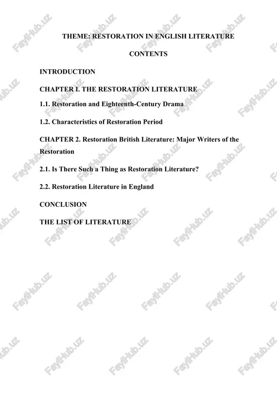 restoration in english literature — DOCX