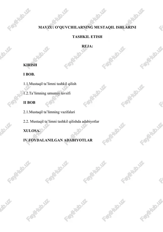mustaqil o‘zbekistonning kelajagi — DOCX