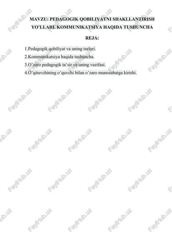 pedagogik qobiliyatni shakllantirish yo'llari — DOCX