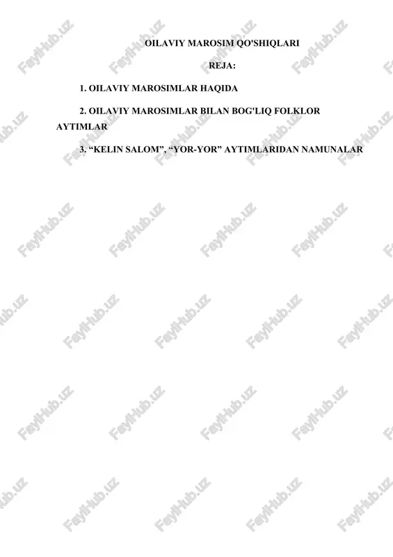 oilaviy marosim qo'shiqlari — DOCX