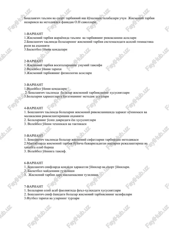 jismoniy tarbiya nazariyasi va metodikasi — DOCX