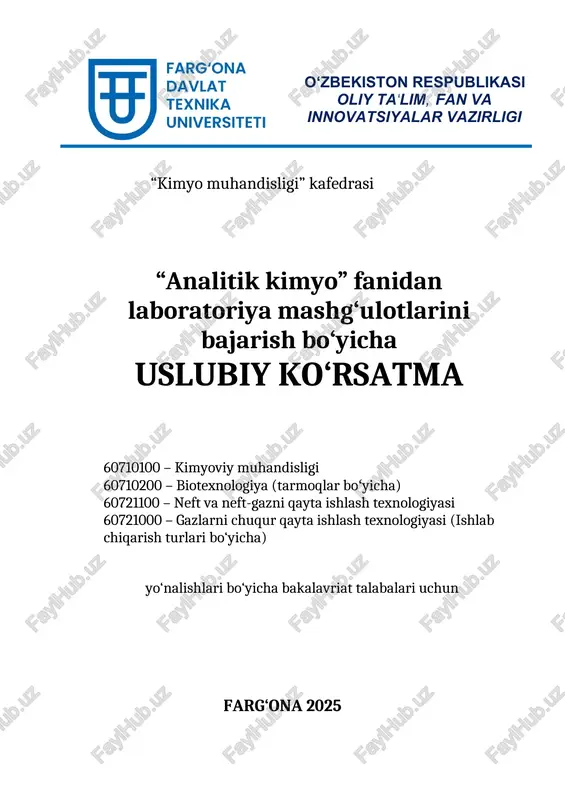 analitik kimyo laboratoriya mashg'ulotlari — DOCX