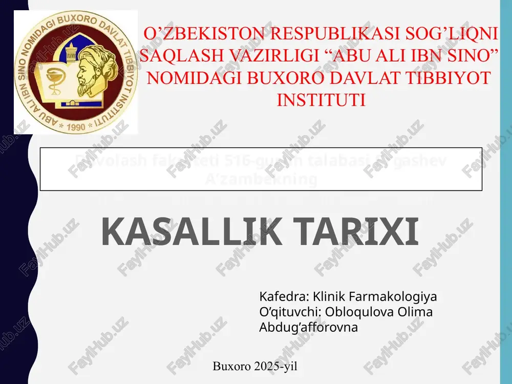kasallik tarixi — PPTX