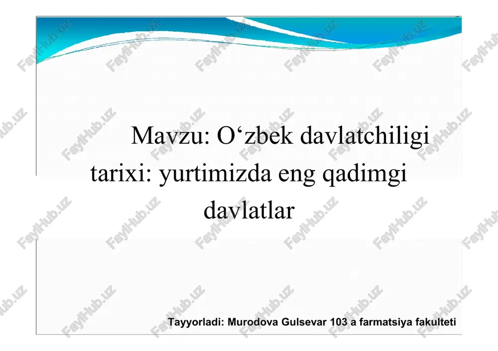 o`zbekistonda ilk davlatchilik tarixi — PDF