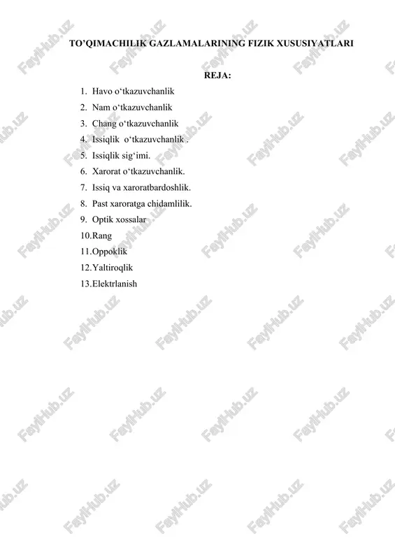 to’qimachilik gazlamalarining fizik xususiyatlari — DOCX
