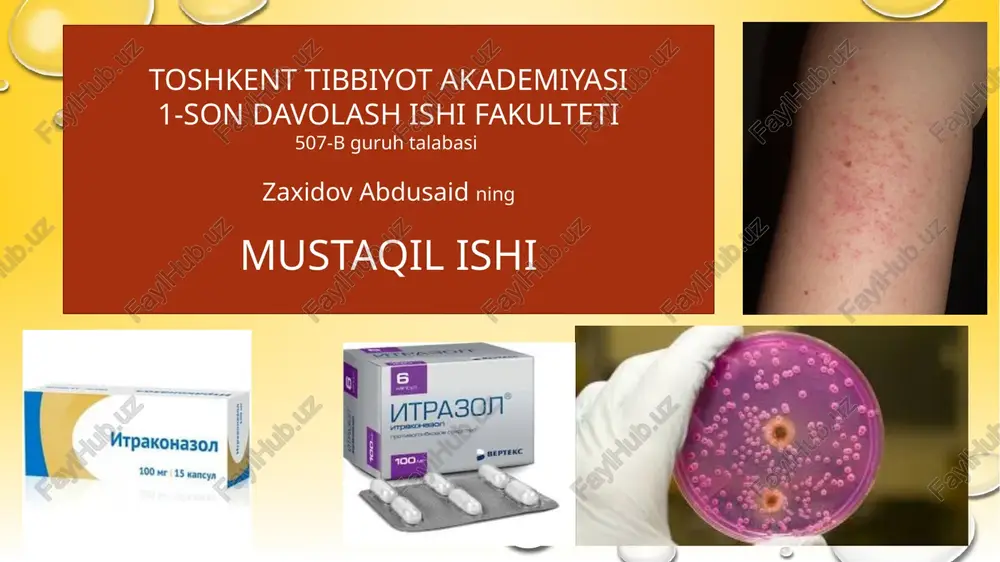 zamburugʻlarga qarshi dori vositalarining klinik farmokologiyasi — PPTX