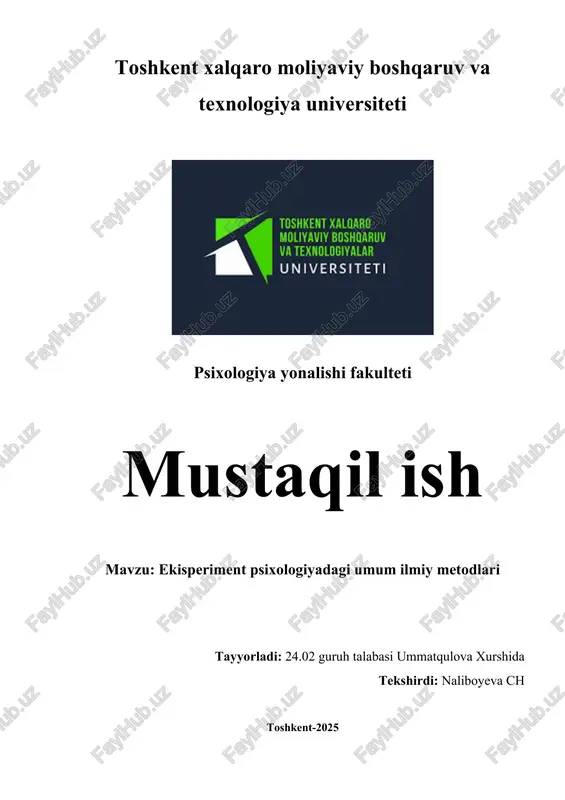 ekisperiment psixologiyadagi umum ilmiy metodlari — DOCX
