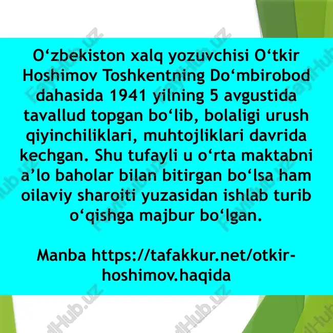 o‘zbekiston xalq yozuvchisi o‘tkir hoshimov — PPTX
