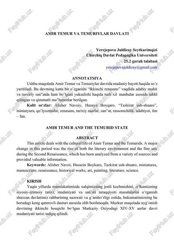 amir temur va temuriylar davlati — DOCX