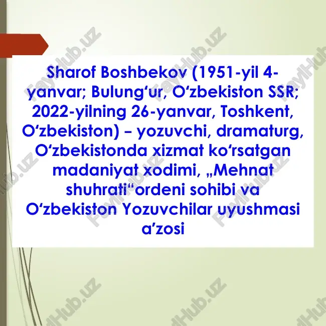 sharof boshbekov — PPTX