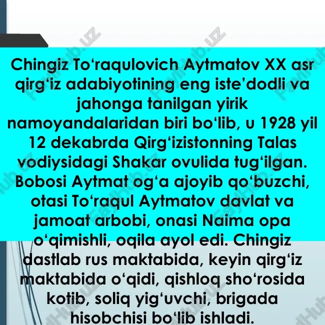 chingiz to‘raqulovich aytmatov — PPTX