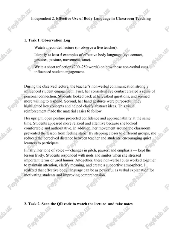 effective use of body language in classroom teaching — PDF