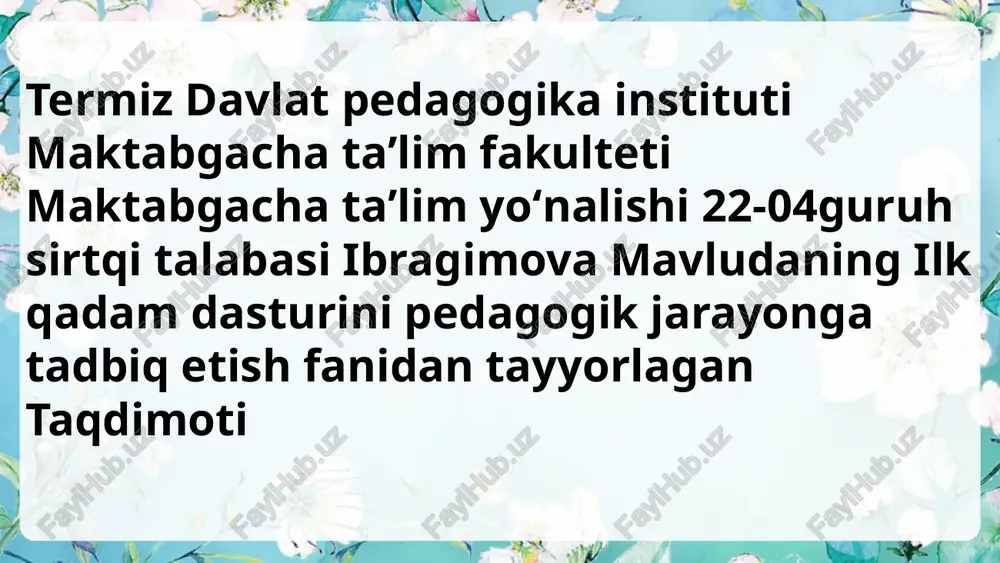 bayram tadbirlarini oʻtkazishda tarbiyachilarning ahamiyati — PPTX