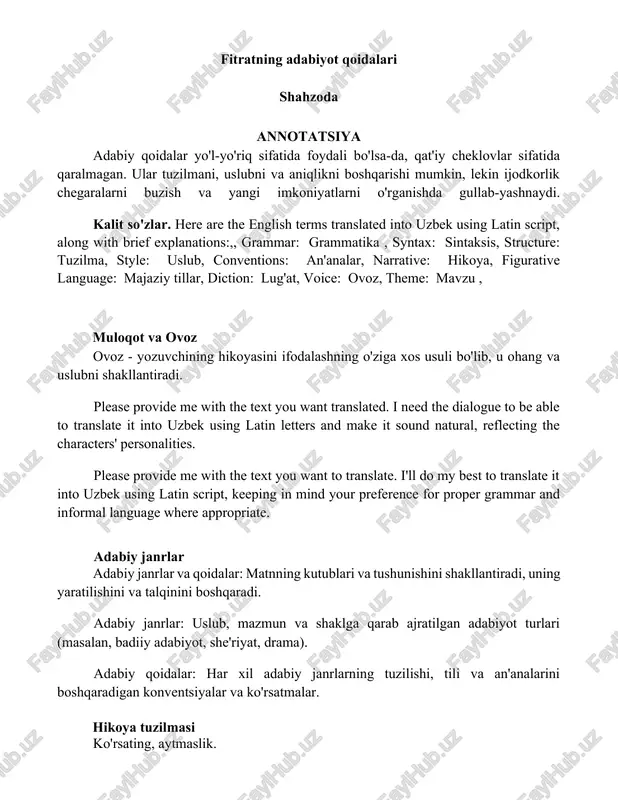 adabiyot qoidalari — DOCX