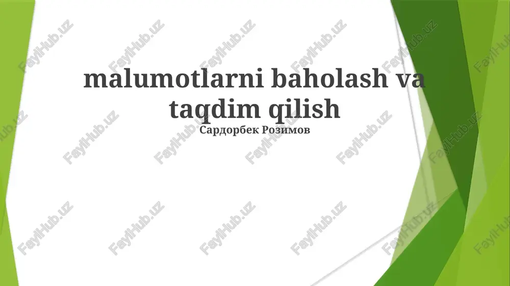 malumotlarni tahlil qilib, naqshlarni aniqlash va ma'noli xulosalar chiqarish — PPTX