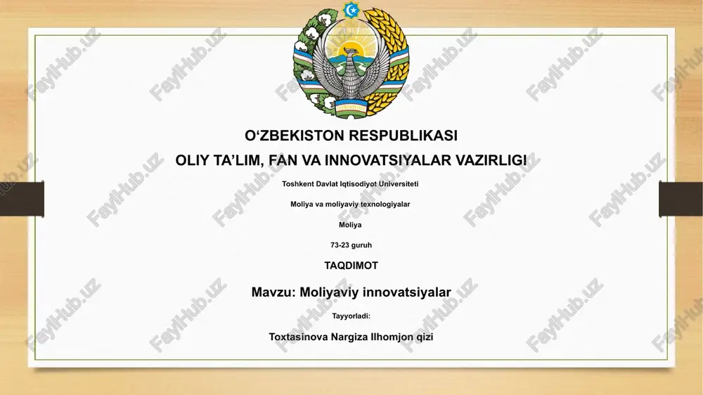 moliyaviy innovatsiyalar — PPTX