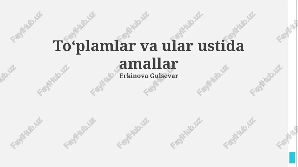to'plamlar va ular ustida amallar — PPTX