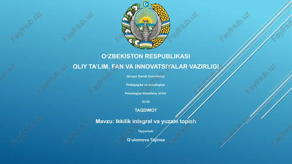 ikkilik integral va yuzani topish — PPTX