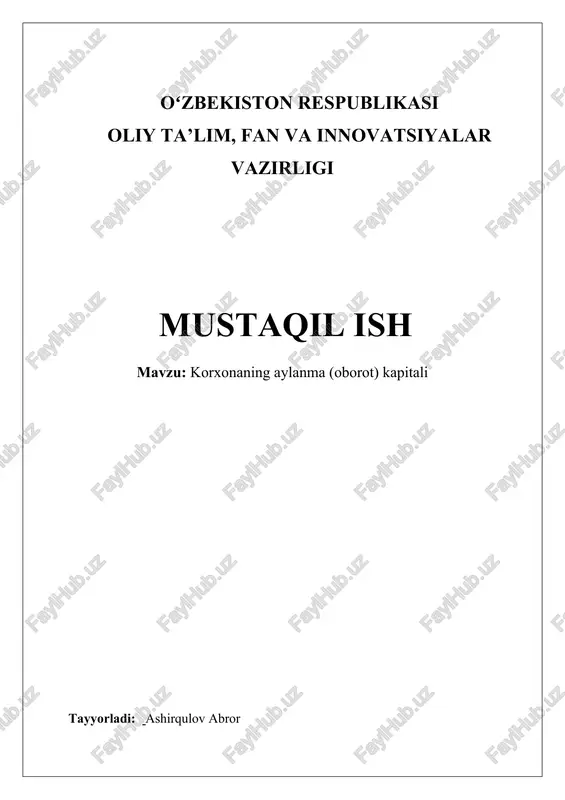 korxonaning aylanma (oborot) kapitali — DOCX