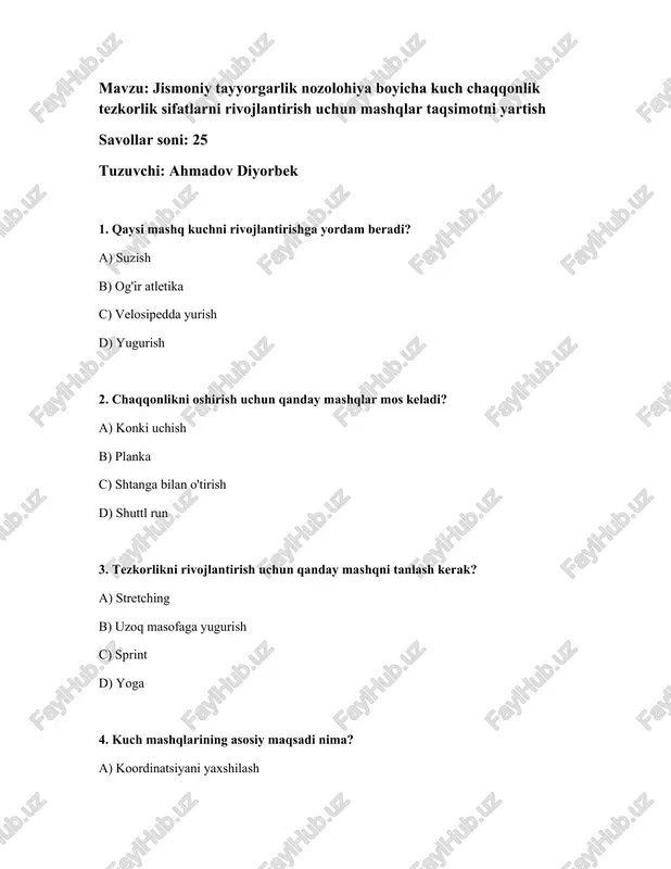 jismoniy tayyorgarlik mashqlari — DOCX