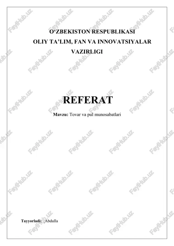 tovar va pul munosabatlari — DOCX