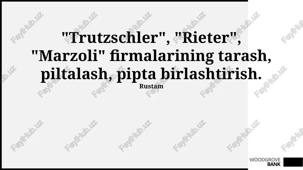 trützschler, rieter va marzoli mashinalari — PPTX