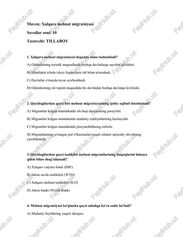 xalqaro mehnat migratsiyasi — DOCX