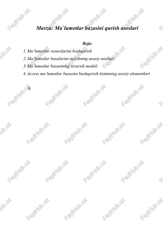 ma`lumotlar bazasini qurish asoslari — DOCX