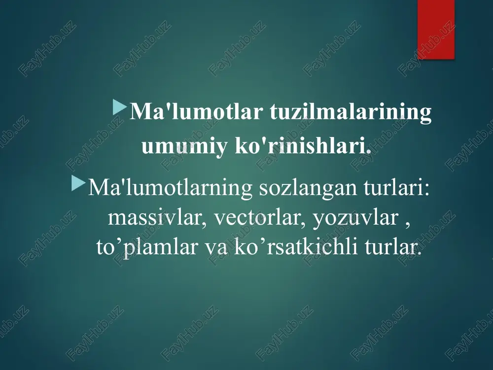 ma'lumotlar tuzilmalari — PPTX