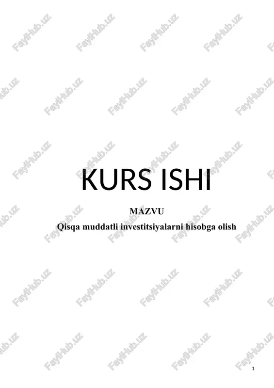 qisqa muddatli investitsiyalarni hisobga olish — DOCX