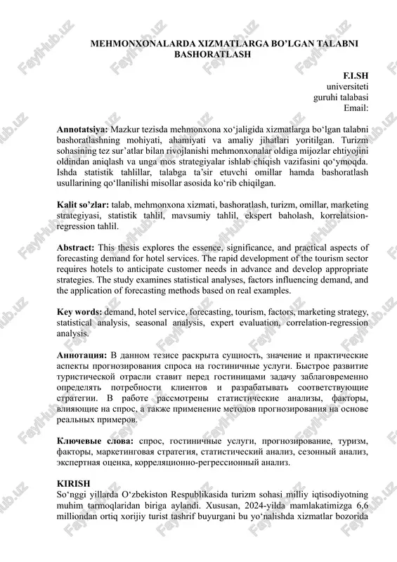 talabni bashoratlashning mohiyati va amaliy jihatlari — DOCX