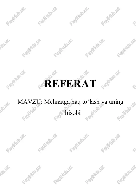 mehnatga haq toʻlash va uning hisobi — DOCX