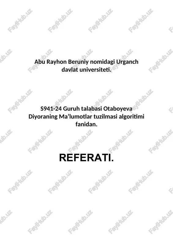 ma’lumotlar tuzilmasi algoritimi fanidan — DOC