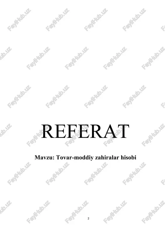 tovar-moddiy zahiralar hisobi — DOCX