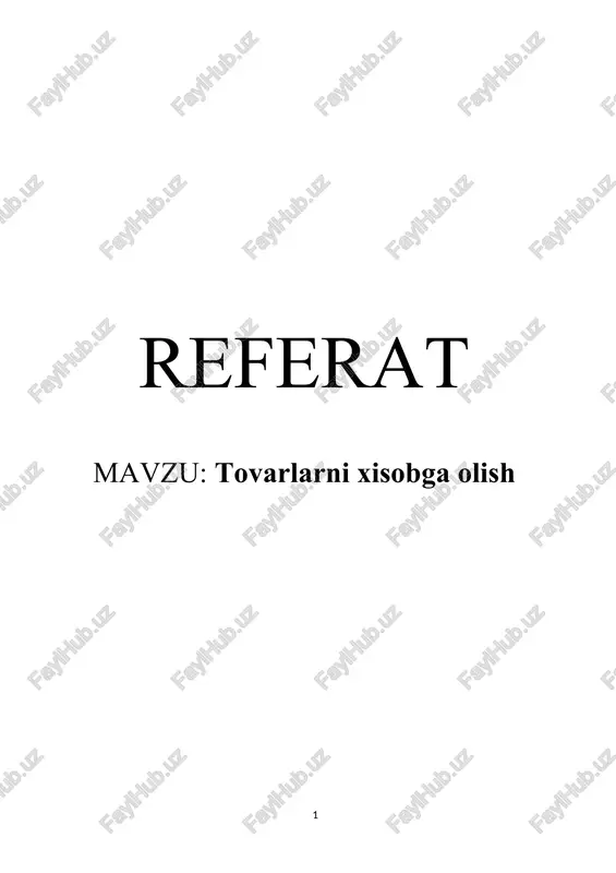 tovarlarni xisobga olish — DOCX