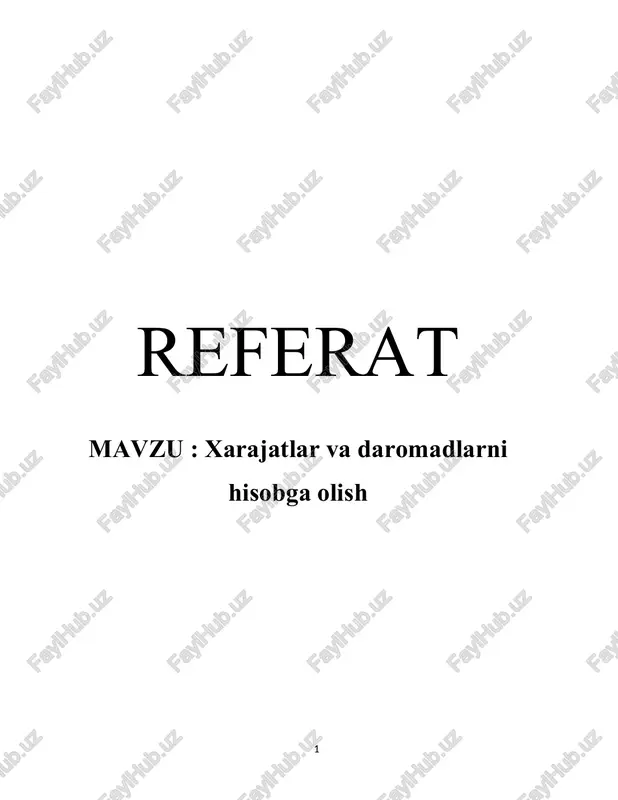 xarajatlar va daromadlarni hisobga olish — DOCX
