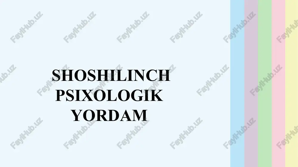 shoshilinch psixologik yordam — PPTX