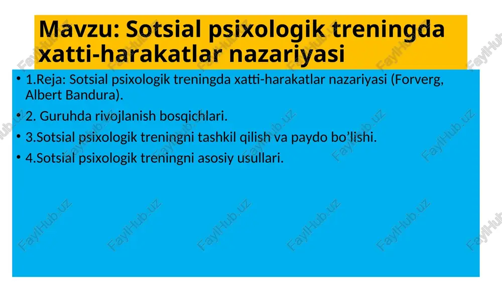 sotsial psixologik treningda xatti-harakatlar nazariyasi — PPT