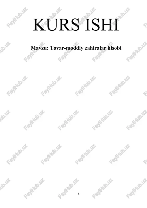 tovar-moddiy zahiralar hisobi — DOCX