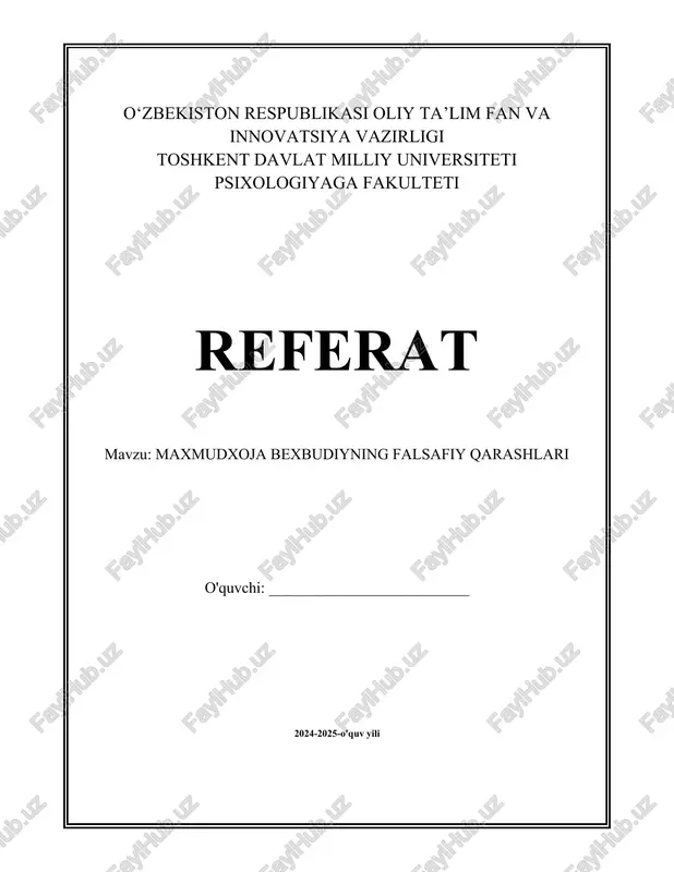 maxmudxoja bexbudiyning falsafiy qarashlari — DOCX